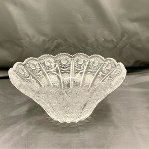 Vintage Bohemia Czech Crystal Hand Cut Bowl Queen Lace